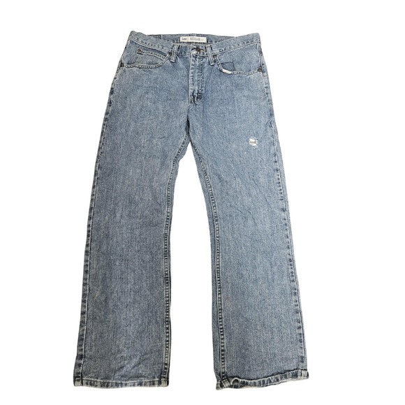 Lee Jeans Mens 32x30 Regular Fit Distressed Denim Workwear Vintage Paint - Picture 1 of 8